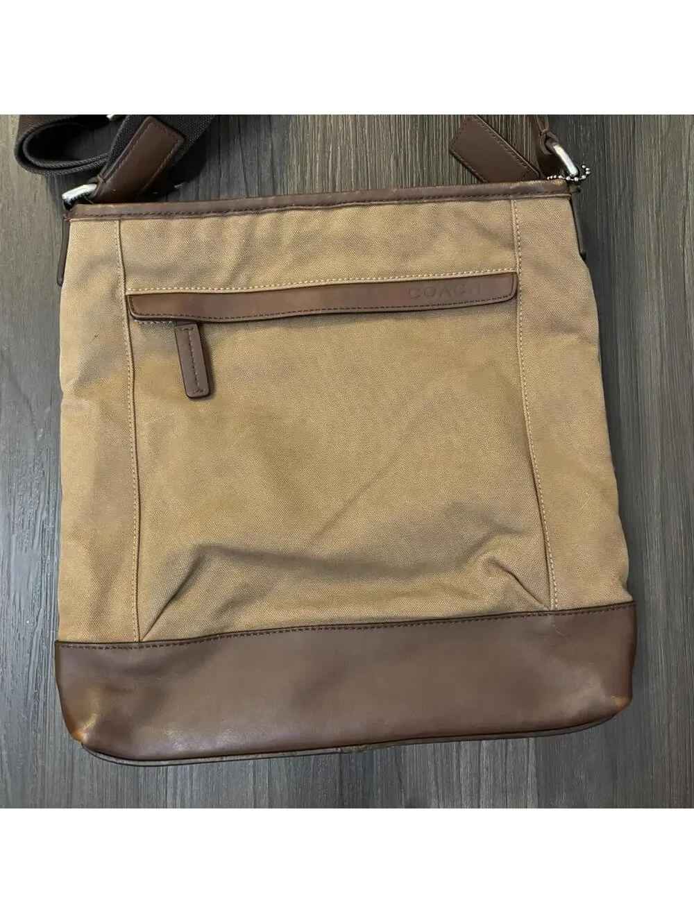 Coach F70820 Embossed Shoulder Bag Canvas Leather Men's COACH Crossbody